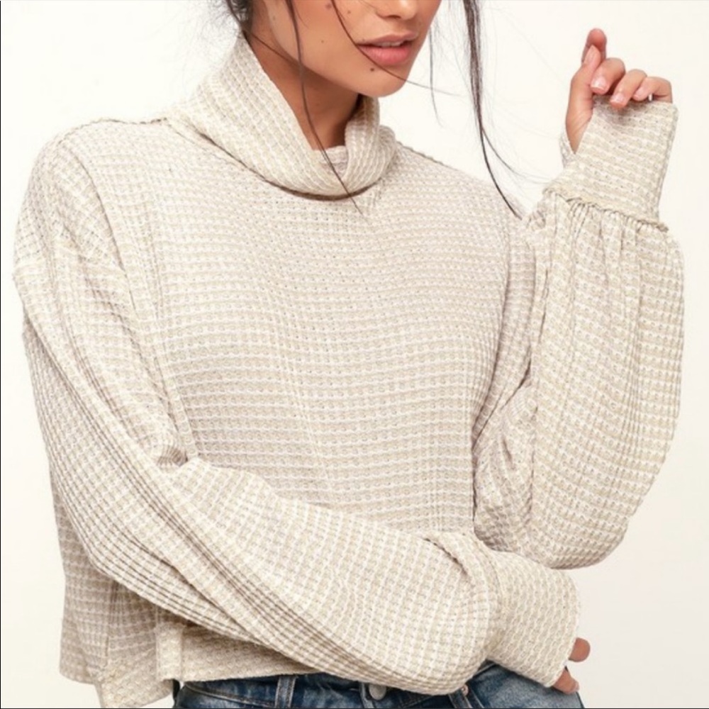 Free People Waffle Knit Cropped Turtleneck!